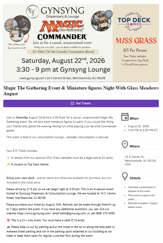 Magic The Gathering Event & Miniature Figures Night With Glass Meadows